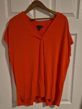 Banana Republic Coral V-Neck Pleat Front Tunic Top